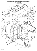 CONTROLS AND REAR PANEL PARTS Diagram and Parts List for RAS6233RQ0  Roper Washer
