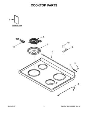 02 - COOKTOP PARTS Diagram and Parts List for YWFC310S0ES1  Whirlpool Range