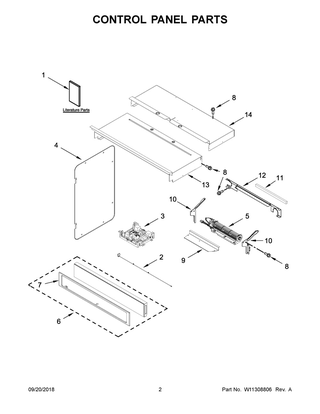Control Panel Parts Diagram and Parts List for WOC97EC0HZ01  Whirlpool Microwave Oven Combo