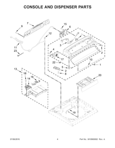 Console And Dispenser Parts Diagram and Parts List for WTW7000DW1  Whirlpool Washer