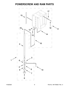 Powerscrew And Ram Parts Diagram and Parts List for GACP15XXMG5  Whirlpool Trash Compactor