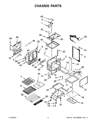 Chassis Parts Diagram and Parts List for KSGB900ESS3  Whirlpool Range