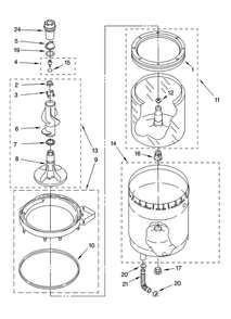 Agitator, Basket And Tub Parts Diagram and Parts List for 11097842700  Kenmore Washer Dryer Combo
