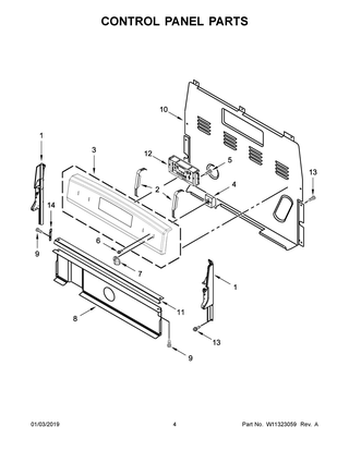 Control Panel Parts Diagram and Parts List for WFC315S0HS0  Whirlpool Range