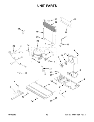 Unit Parts Diagram and Parts List for WRF535SMHZ03  Whirlpool Refrigerator