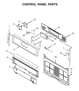 Control Panel Parts Diagram and Parts List for WFG525S0JW1  Whirlpool Range