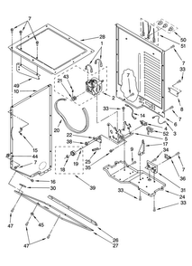 Dryer Cabinet And Motor Parts Diagram and Parts List for 11087842700  Kenmore Washer Dryer Combo