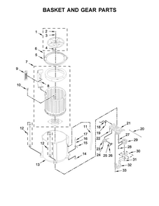 Basket And Gear Parts Diagram and Parts List for 11044422610  Kenmore Washer