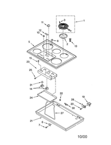 Cooktop Diagram and Parts List for KECS161GAL1  KitchenAid Cooktop