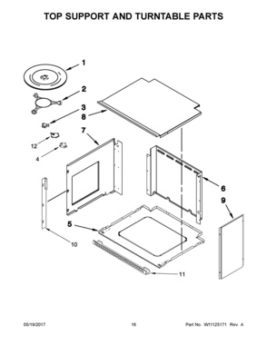 09 - TOP SUPPORT AND TURNTABLE PARTS Diagram and Parts List for JMW2427WS03  Whirlpool Microwave