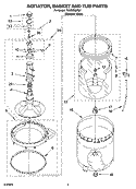 AGITATOR, BASKET AND TUB PARTS Diagram and Parts List for TAWX700PQ1  Estate Washer