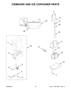 06 - Icemaker And Ice Container Parts Diagram and Parts List for KBSD708MSS01  Whirlpool Refrigerator