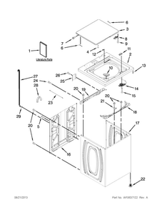 Top And Cabinet Parts Diagram and Parts List for WTW4850BW0  Whirlpool Washer