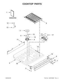 Cooktop Parts Diagram and Parts List for WFG745H0FS1  Whirlpool Range