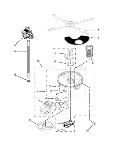 Pump, Washarm And Motor Parts Diagram and Parts List for KDFE104DWH2  KitchenAid Dishwasher