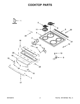 Cooktop Parts Diagram and Parts List for WEC310SAGB3  Whirlpool Range