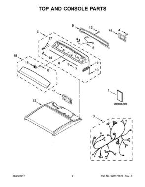 02 - Top And Console Parts Diagram and Parts List for WGD8500DC4  Whirlpool Dryer