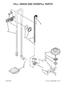 Fill, Drain And Overfill Parts Diagram and Parts List for WDT780SAEM1  Whirlpool Dishwasher