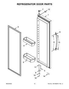 Refrigerator Door Parts Diagram and Parts List for WRS571CIHV05  Whirlpool Refrigerator