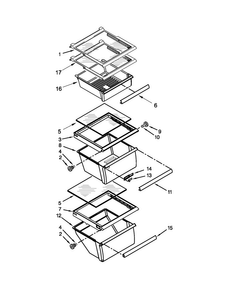 Refrigerator Shelf Parts Diagram and Parts List for 5WRS22KNBF00  Whirlpool Refrigerator