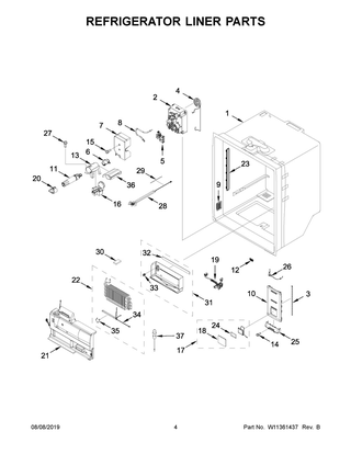 Refrigerator Liner Parts Diagram and Parts List for KRFC704FSS02  Whirlpool Refrigerator