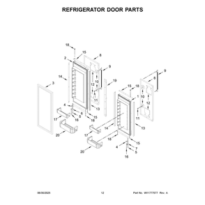 Refrigerator Door Parts Diagram and Parts List for KBFN536SJP00  KitchenAid Refrigerator