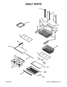 Shelf Parts Diagram and Parts List for 5GBB2258EA00  Whirlpool Refrigerator