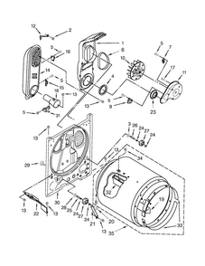 Bulkhead Parts Diagram and Parts List for WGD4815EW0  Whirlpool Dryer