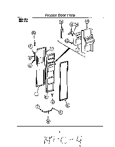 Freezer Door Diagram and Parts List for 8624*1A  Roper Refrigerator