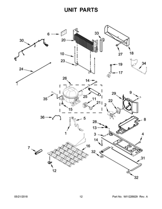 Unit Parts Diagram and Parts List for KRFF507HWH00  Whirlpool Refrigerator