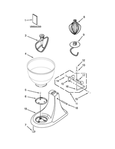 Base And Pedestal Unit Parts Diagram and Parts List for K45SSWH3  KitchenAid Mixer