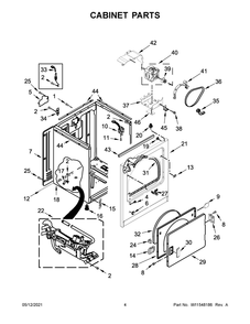 Cabinet Parts Diagram and Parts List for WGD4985EW1  Whirlpool Dryer