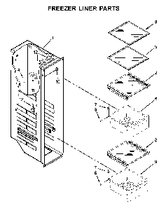 Freezer liner parts Diagram and Parts List for 10651769512  Kenmore Refrigerator