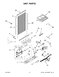 Unit Parts Diagram and Parts List for WRB543CMJZ00  Whirlpool Refrigerator