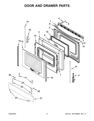Door And Drawer Parts Diagram and Parts List for WEC310SAGS2  Whirlpool Range