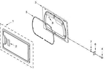 Door Parts Diagram and Parts List for MLE26PDFYW0  Whirlpool Dryer