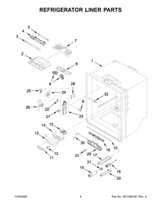 Refrigerator Liner Parts Diagram and Parts List for KRFF302ESS03  Whirlpool Refrigerator