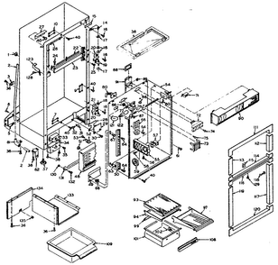 Cabinet Parts Diagram and Parts List for 106T14EX  Kenmore Refrigerator