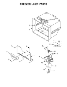 Freezer Liner Parts Diagram and Parts List for KRFF507EBL00  KitchenAid Refrigerator
