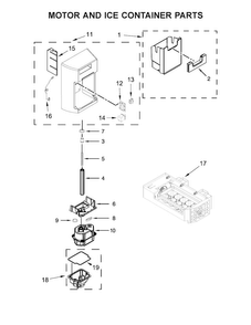 Motor And Ice Container Parts Diagram and Parts List for KRSC503ESS00  KitchenAid Refrigerator