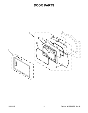 05 - DOOR PARTS Diagram and Parts List for YMEDX700AG0  Whirlpool Dryer