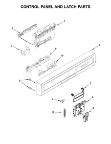 Control Panel And Latch Parts Diagram and Parts List for WDP370PAHB0  Whirlpool Dishwasher