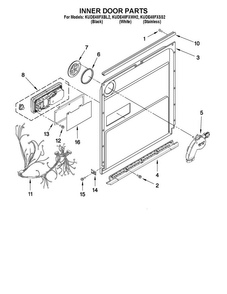 Inner Door Parts Diagram and Parts List for KUDE48FXBL2  KitchenAid Dishwasher