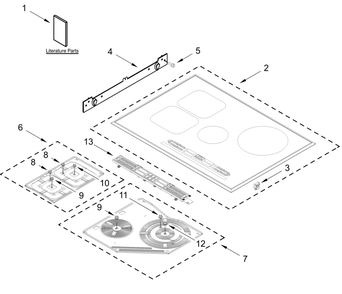 Cooktop Parts Diagram and Parts List for JICT730SS00  Whirlpool Cooktop
