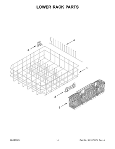 Lower Rack Parts Diagram and Parts List for WDT750SAKB2  Whirlpool Dishwasher