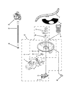 Pump, Washarm And Motor Parts Diagram and Parts List for KUDE20IXSSA  KitchenAid Dishwasher