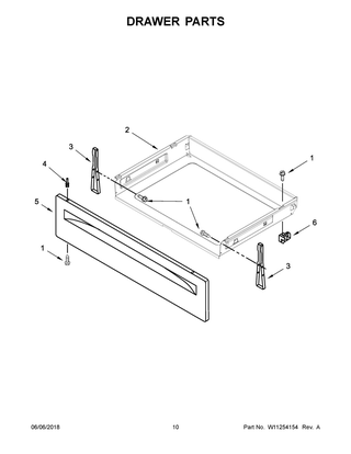 Drawer Parts Diagram and Parts List for YWFC150M0EW2  Whirlpool Range