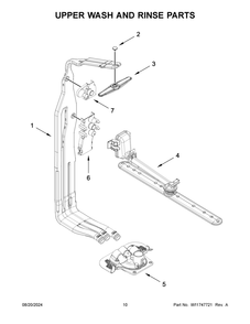 06 - Upper Wash And Rinse Parts Diagram and Parts List for KDPM804KBS3  Whirlpool Dishwasher