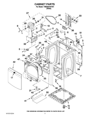 02 - CABINET PARTS Diagram and Parts List for YMEDB750YW1  Whirlpool Dryer