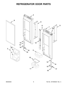 Refrigerator Door Parts Diagram and Parts List for KRFC300EBS08  KitchenAid Refrigerator